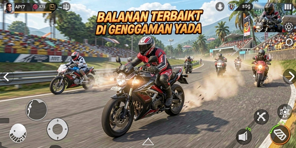 Tampilan menakjubkan dari gameplay balapan motor di API77.