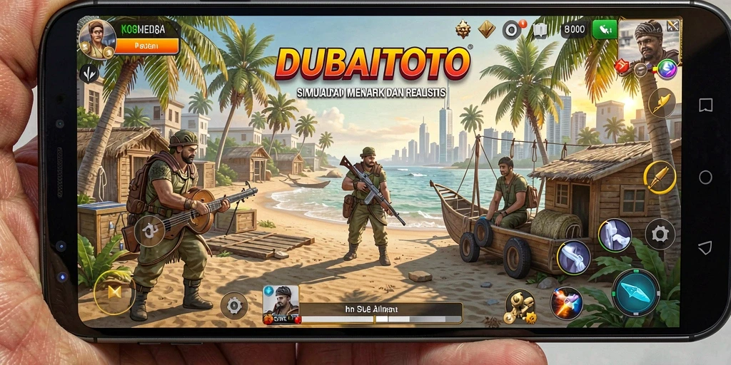Screenshot gameplay DUBAITOTO menampilkan interaksi karakter yang dinamis.