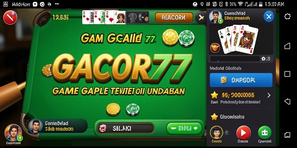 Tampilan gameplay GACOR77 dengan suasana seru bermain Gaple.