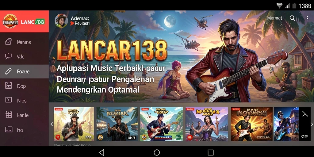 Tampilan utama LANCAR138 dengan antarmuka modern dan pilihan lagu.