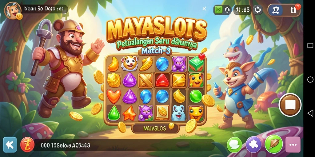 Tangkapan layar MAYASLOTS menampilkan gameplay Match-3 yang menawan.
