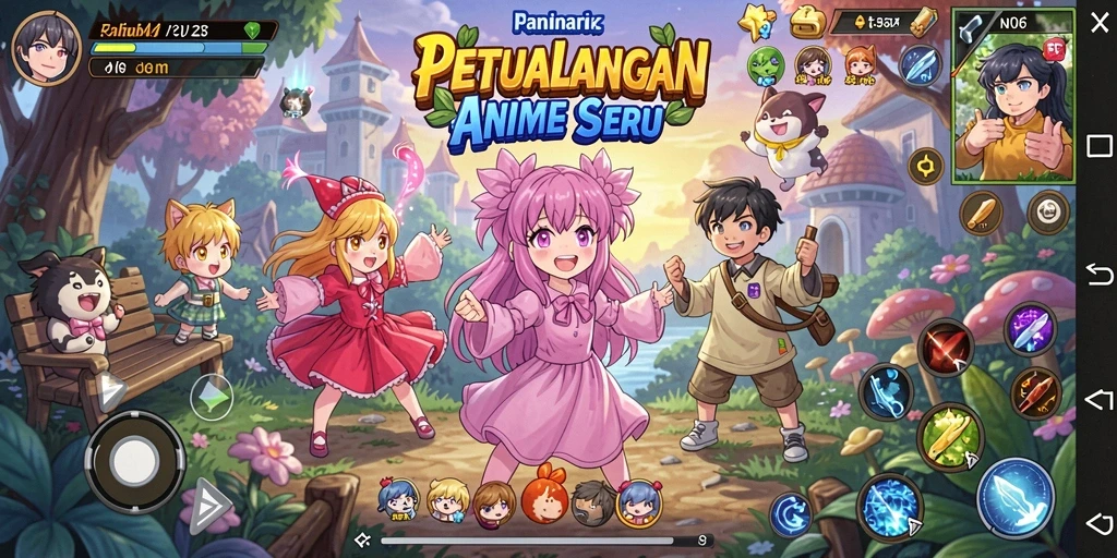Screenshot N06 menampilkan karakter anime dalam pertempuran seru.