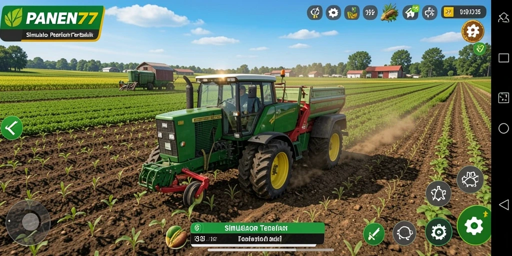 Tampilan gameplay menarik dari PANEN77 dengan keindahan ladang pertanian.
