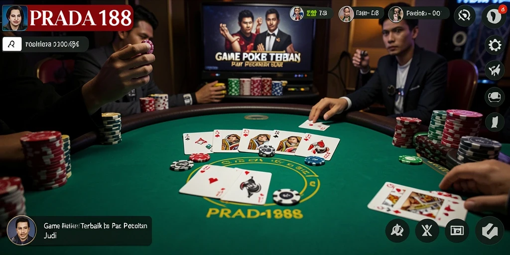 Tampilan gameplay Poker yang menarik dan interaktif di PRADA188.