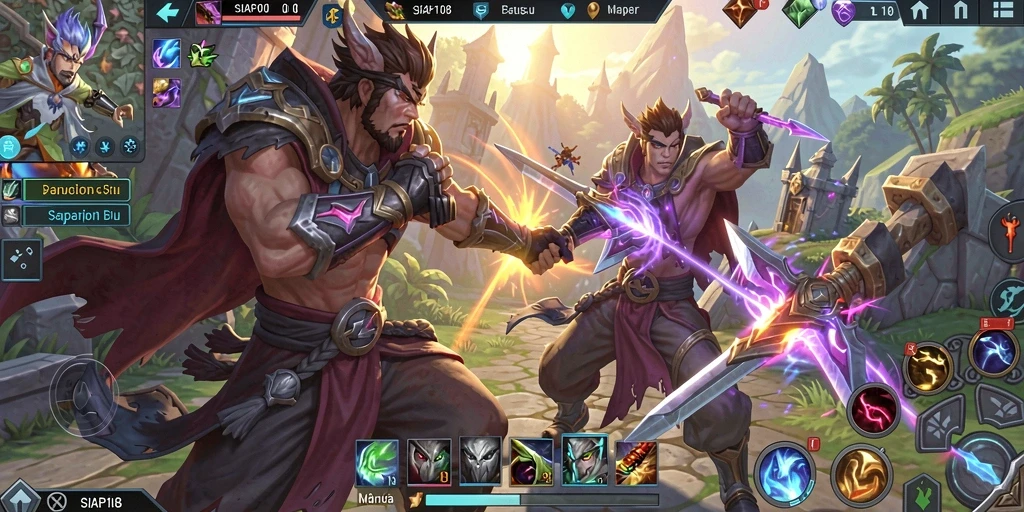 Screenshot gameplay SIAP108 yang menunjukkan pertarungan seru antar tim.