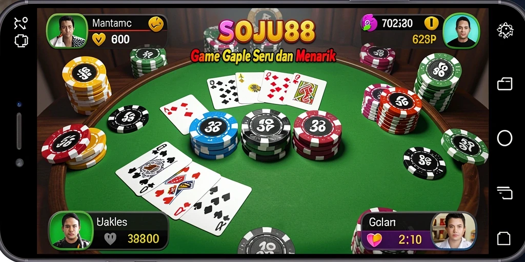 Screenshot menunjukkan gameplay seru Gaple di SOJU88.